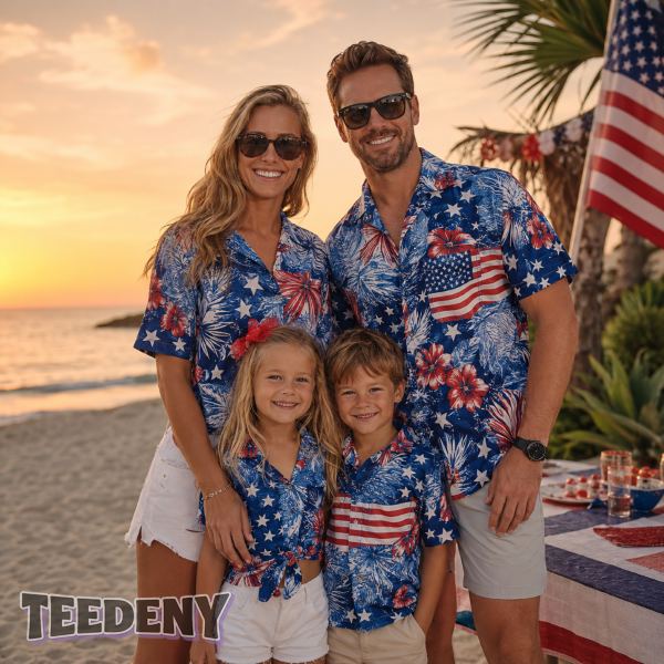 Patriotic Hawaiian Shirts For Family Summer Party