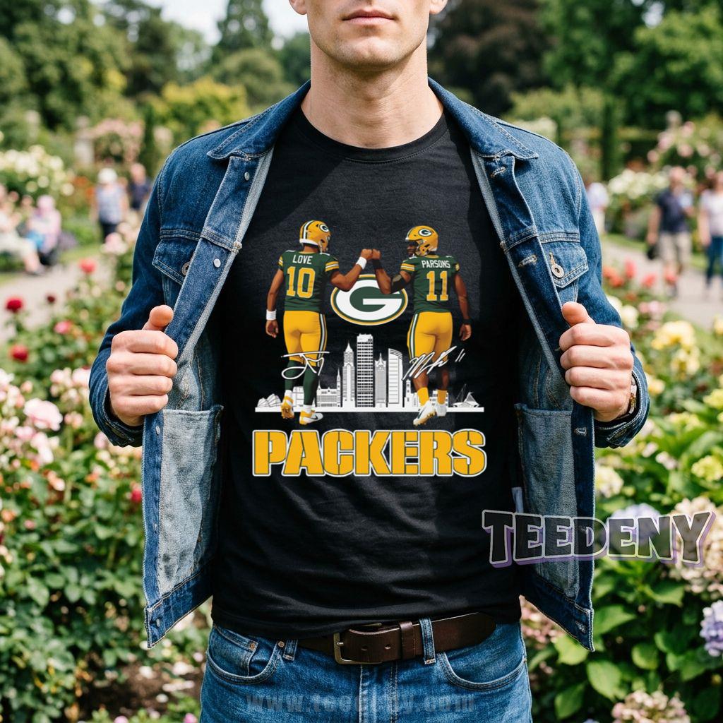 Packers Jordan Love And Parsons 10 11 Player Signature T-Shirt