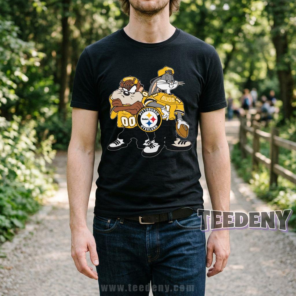 Pittsburgh Steelers Bugs Bunny Taz T-Shirt Looney Tunes Football Fan