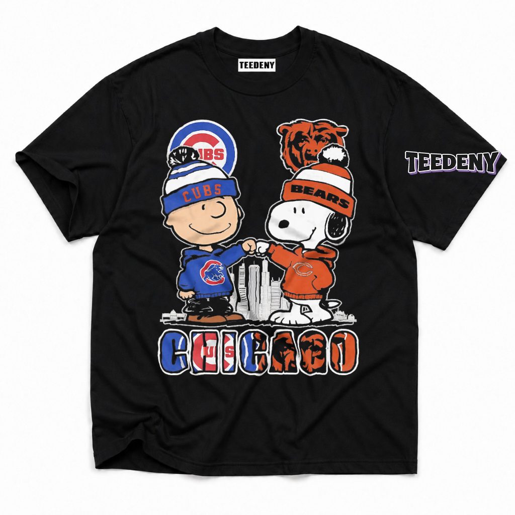 Snoopy Charlie Brown Cubs Bears Fist Bump Sports Fan T-Shirt